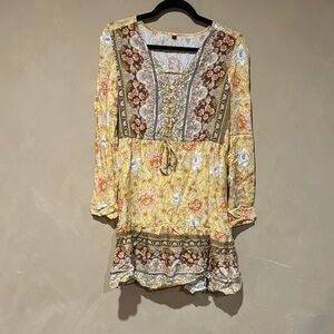 Floral Yellow Bohemian Dress NWT SIZE SMALL